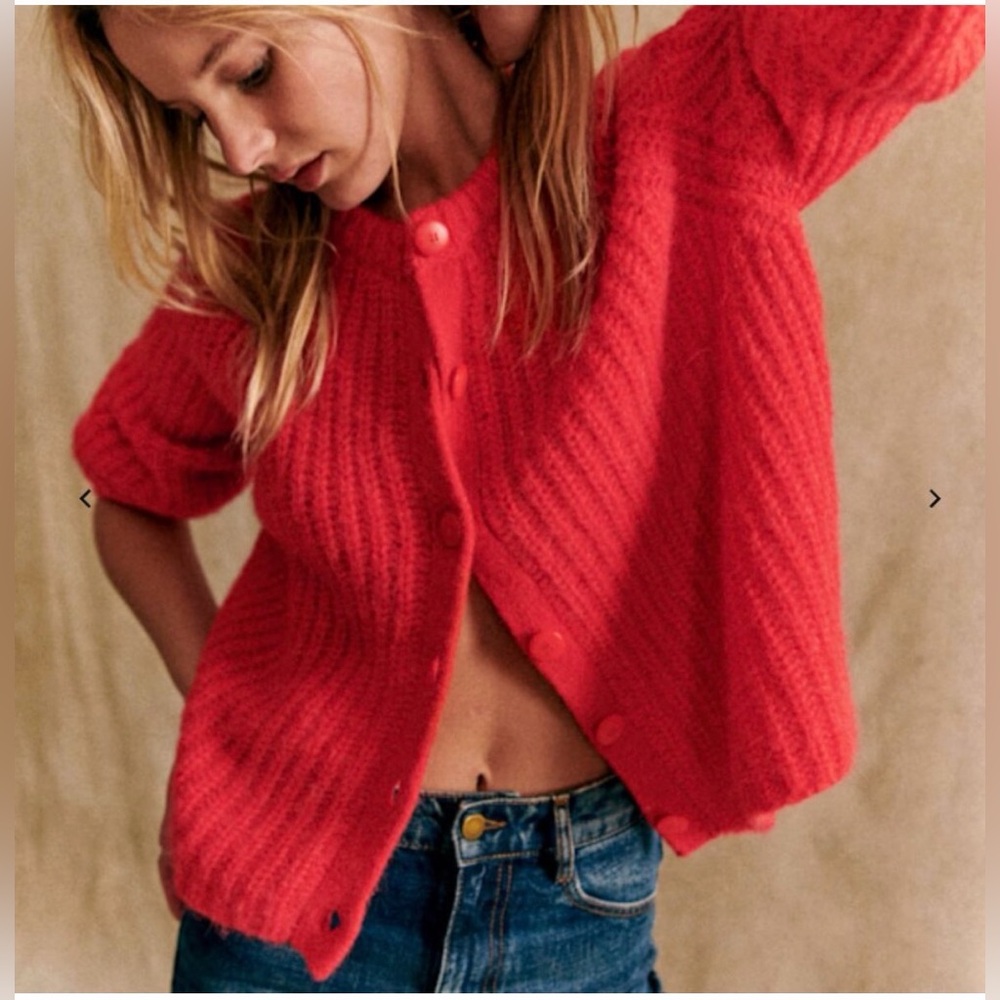 SEZANE Red Emile Cardigan